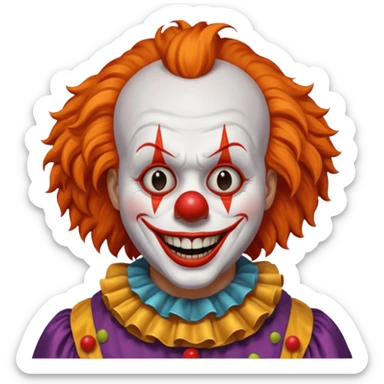 The clown from the movie IT With orange hair sticker