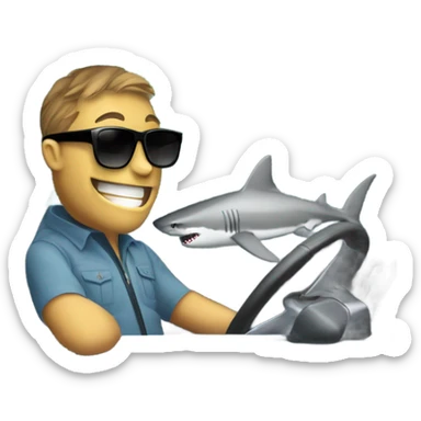 Shark driving sticker