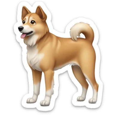 Light brown Eurasian dog standing. His face and back is full of very dark brown spots sticker