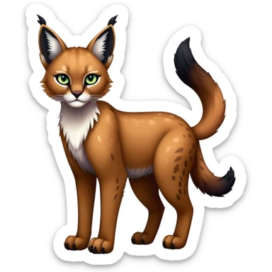 Vibrant dark edgy gothic Falvie-Fionbri-Bobcat-Caracal-creature-sparkle-feline-fursona, full body sticker