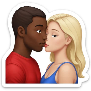 Fit naked black man kissing fat naked white mom intimate  sticker