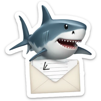 A Shark holding the letter L sticker