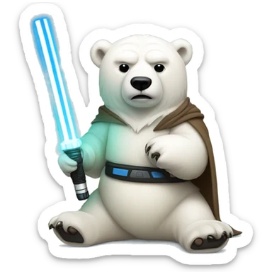Jedi polar bear with soccer ball with light saber sticker