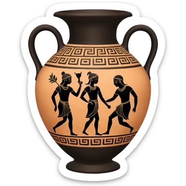 An emoji of an ancient Greek amphora vase with black-figure painting. sticker