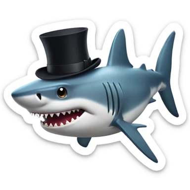 Shark with a top hat sticker