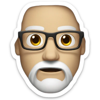 very angry white man with beard, medium lenght dark hair and glasses close up sticker