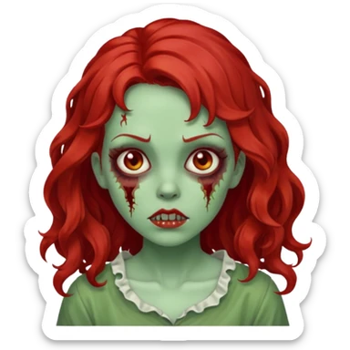 Garota zumbi com cabelo ondulado vermelho  sticker