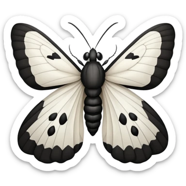 minimal white and black moth sticker