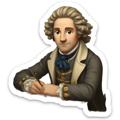 white man writer on table 18 century sticker