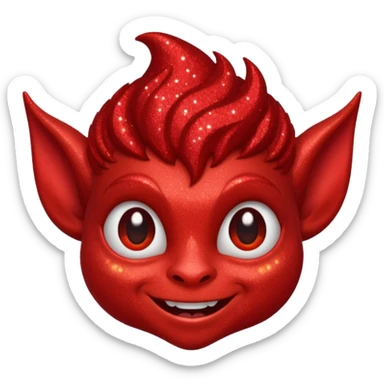 red glitter imp happy sticker
