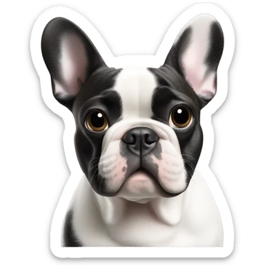 French bulldog white and black with a happy new year 2025 stamp sticker