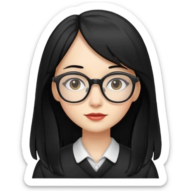 lecture girl with fringe long black color hair sticker