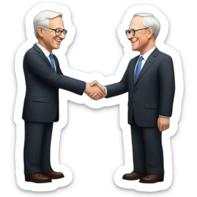 warren buffet shaking hands with mark Zuckerberg sticker