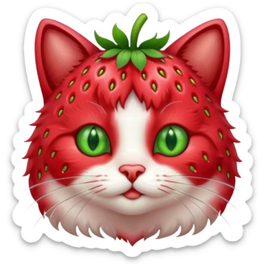 I want a cute cat with strawberries fur sticker