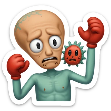 Squidward getting beat up by mr Krabs  sticker