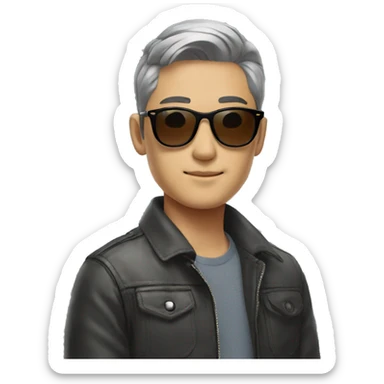 Stylish Korean man with Ray-ban sticker