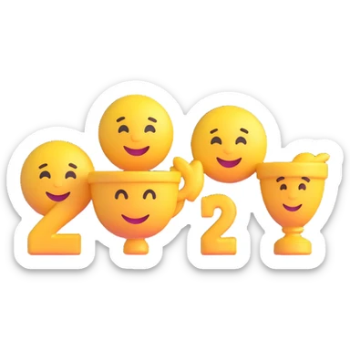 3 winners in 1st, 2nd & 3rd place emoji show the order numbered with 2, 1, 3 sticker