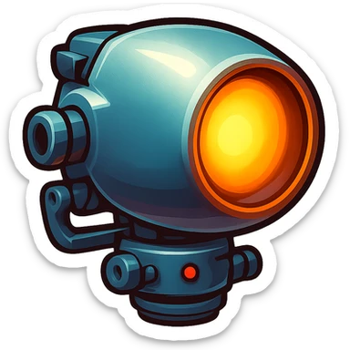 Render this spotlight pointing to the right in retro stickers style. sticker