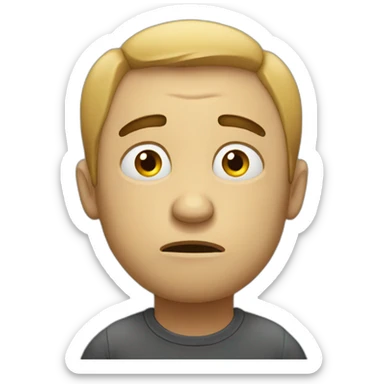 Sad man thinking about fail sticker