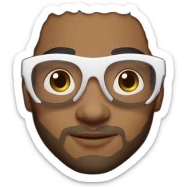 A brown skinned man with high top dreads, white clout goggles, a nose septum and a black hoodie.  sticker