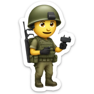 soldier with a walkie-talkie sticker
