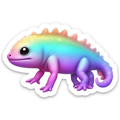Gradient rainbow shimmery iridescent axolotl full body sticker