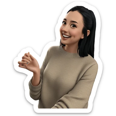 smiling girl with black hair sticker