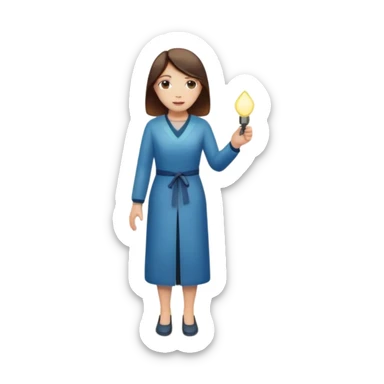 woman standing in front of a long road, looking forward with confidence—behind her, multiple closed doors symbolizing rejection, but one door ahead is glowing, representing the path forward. In her hand, she holds a small bright light, symbolizing her knowing—her guide. sticker