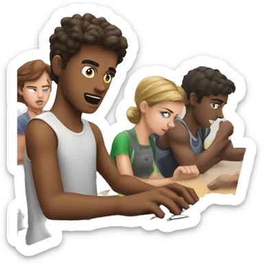 Frenzied Typing: Depict young people typing furiously on their keyboards, as if they're about to punch through them, showing their urgency and anxiety sticker