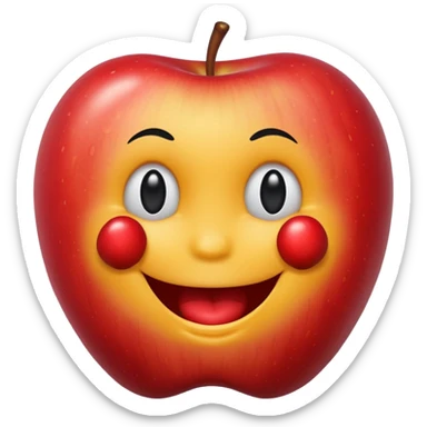smiley face eats apple sticker