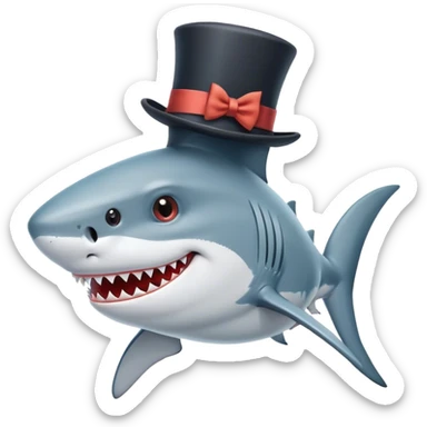 Shark with a top hat sticker
