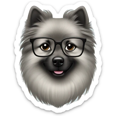 keeshond dog with bow and glasses sticker