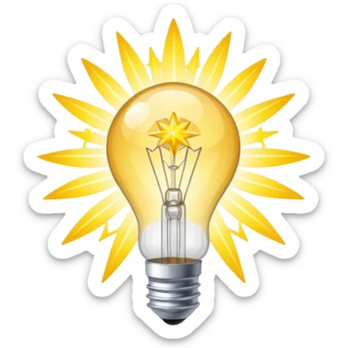 eine glühbirne mit hellen strahlen, die von innen nach außen strahlen wie ein stern sticker
