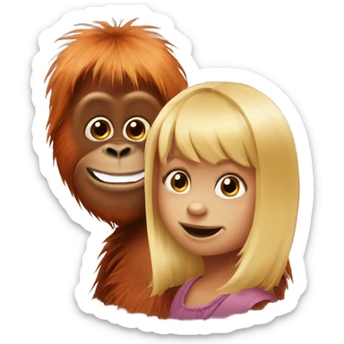 Orangutan with a blonde little girl sticker