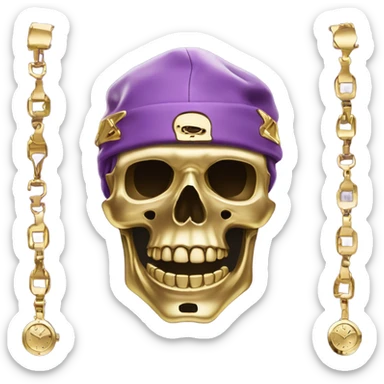 Purple chrome skeleton with a gold tooth and a gold Rolex  sticker
