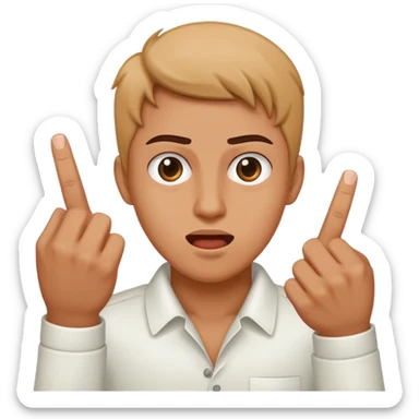 throwing up the middle finger with two different hands sticker