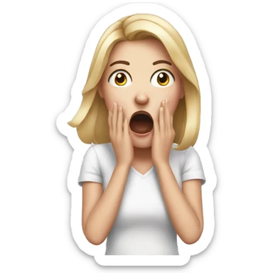 White girl shocked with hands on mouth  sticker