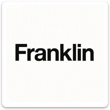 word mark 'Franklin' in title case, clean sans-serif Helvetica-inspired, bold, black sticker