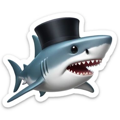 Shark with a top hat sticker
