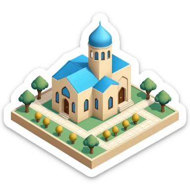 little city and many, small, ordinary, simple, home, Iranian-style, 1980, isometric sticker
