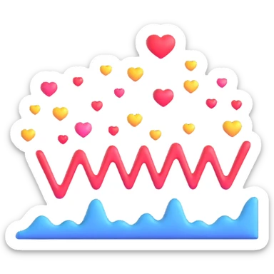 adorable sound wave character with love hearts falling in love with beautiful music sticker