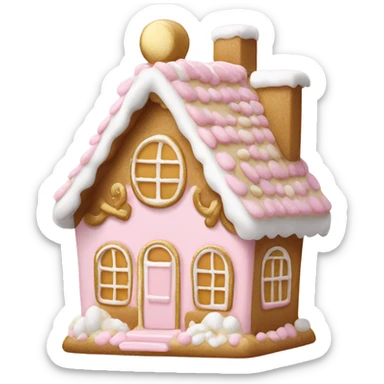 light pink and gold and white gingerbread house sticker