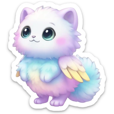 Shiny Cute Cool Innocent Shy Baby Sparkly Colorful Pastel Fluffy beautiful fantasy Kawaii Ethereal Sona Fakemon-animal Full Body sticker