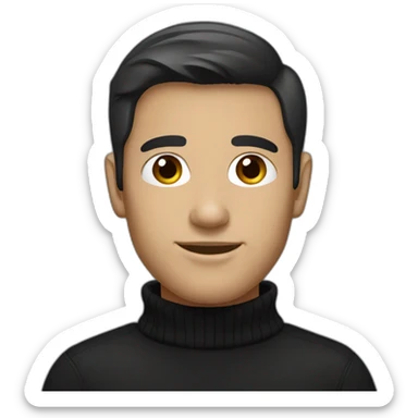 male dark brown haired designer with black turtleneck sticker