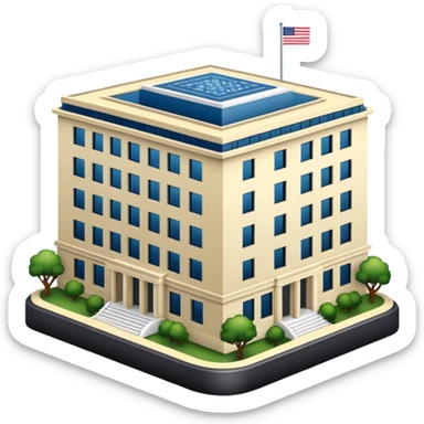 US Embassy building.  looks realistic. Not a painting, just a building sticker