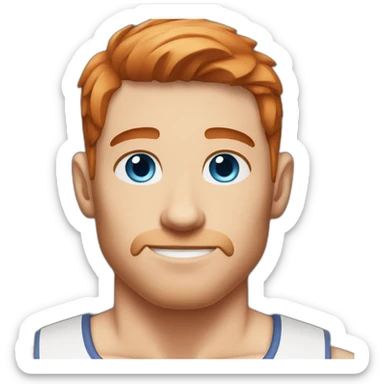 Fitness male blue eyes reddish hair clean shaven sticker