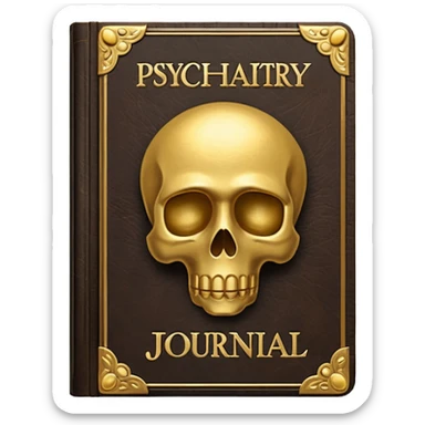 Psychiatry journal book, old book sticker