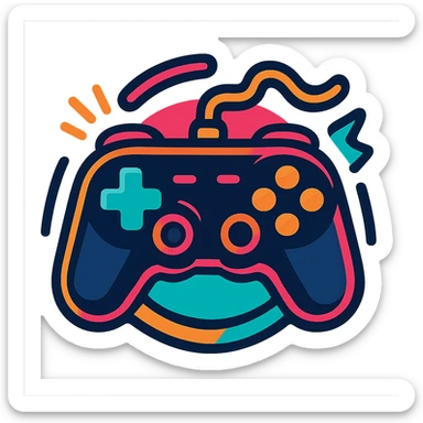sleek game controller with neon highlights symbolizing gaming bold energetic style streaming community badge sticker