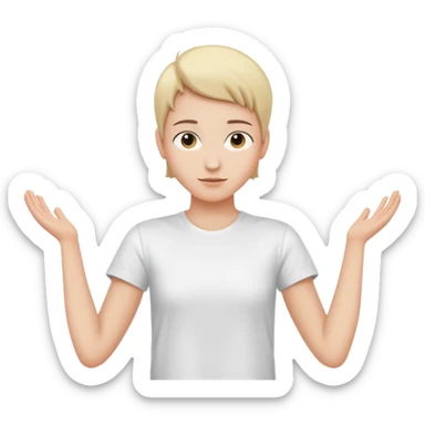 Una persona con los brazos estirados perpendicularmente hacia ambos lados con una camiseta blanca  sticker