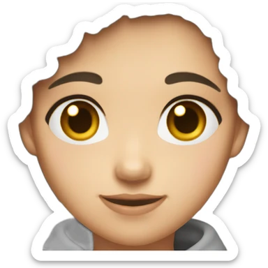 a girl with short brown hair and gray eyes sticker